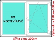 Okna FIX+OS SOFT rka 200cm x vka 150-160cm